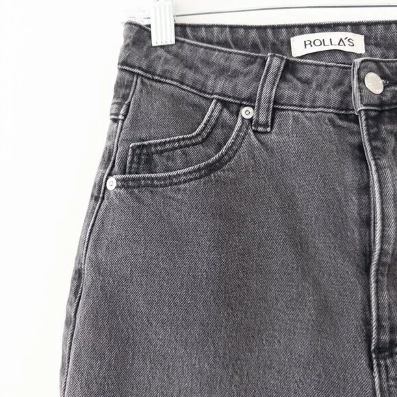 Rolla's Original High-Rise Straight Leg Jeans in Washed Black Denim, Size 26 - Picture 7 of 10
